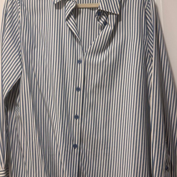 Zara Tops - Zara Blue & White Striped Button Down Shirt | Classic Tailored Blouse | NWOT